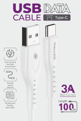 HM-525 USB to Type-C Şarj & Data Kablosu 3.0A - 1