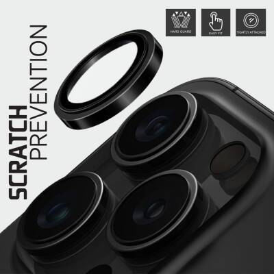 iPhone 11 Pro / 11 Pro Max / 12 Pro Kamera Lens Koruyucu Cam - Siyah