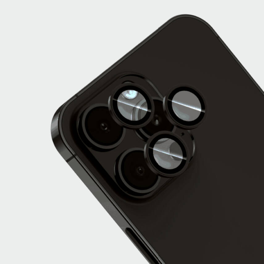iPhone 11 Pro / 11 Pro Max / 12 Pro Kamera Lens Koruyucu Cam - Siyah - 2