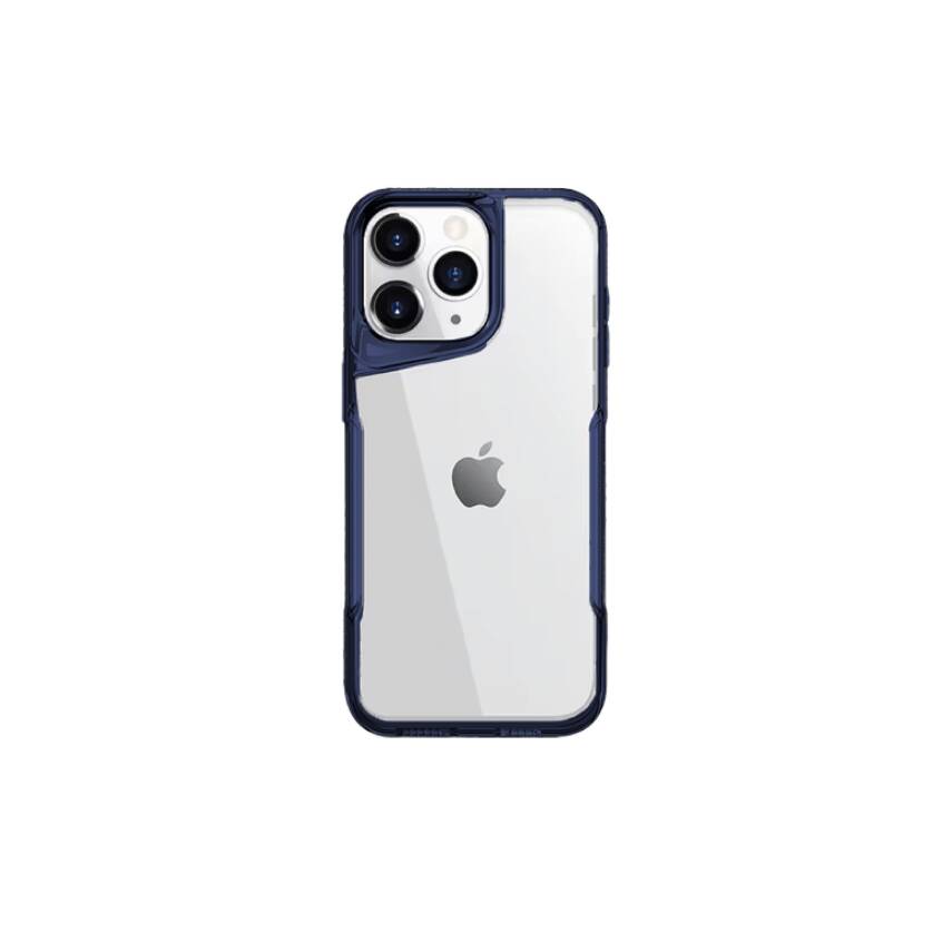 iPhone 12 Metal Kenarlı Şeffaf Telefon Kılıfı Mavi - 1
