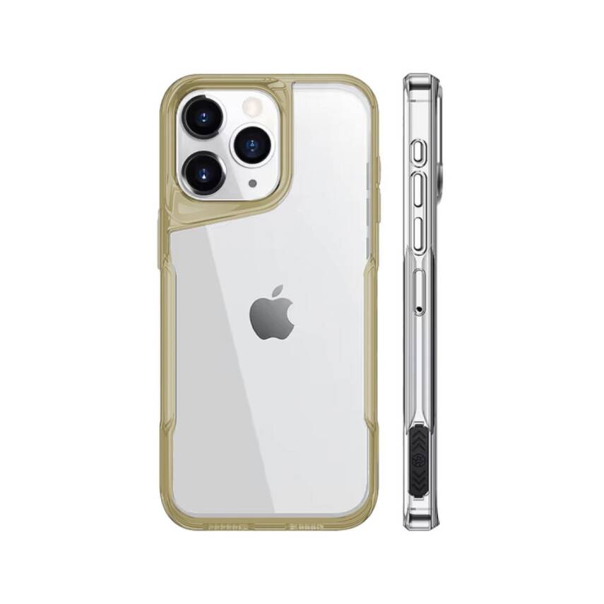 iPhone 13 Metal Kenarlı Şeffaf Telefon Kılıfı Gold - 1