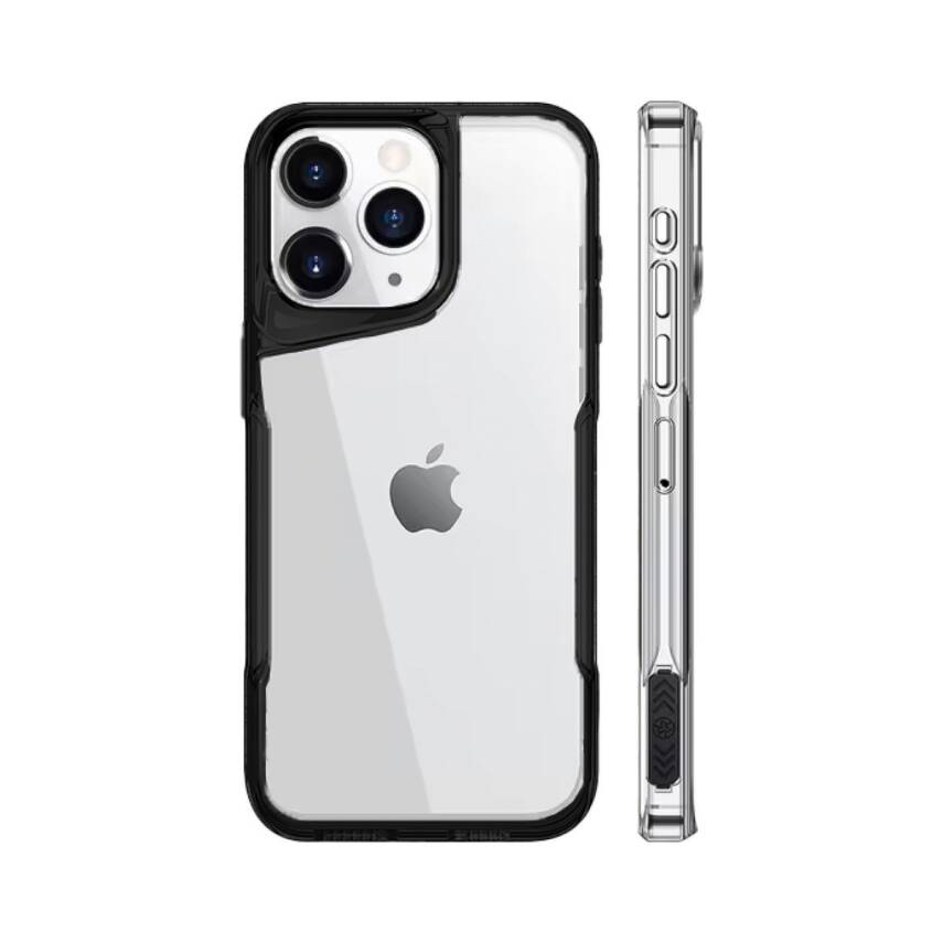 iPhone 15 Metal Kenarlı Şeffaf Telefon Kılıfı Siyah - 1