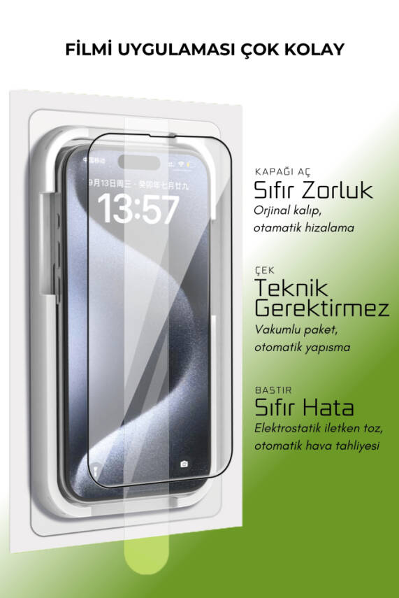 iPhone 15 Pro Max Otomatik Hizalanan 5D Ekran Cam Koruyucu (2 Adet) - 2