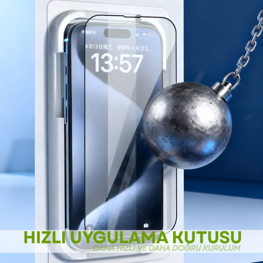 iPhone 15 Pro Otomatik Hizalanan 5D Ekran Cam Koruyucu (2 Adet) - 1