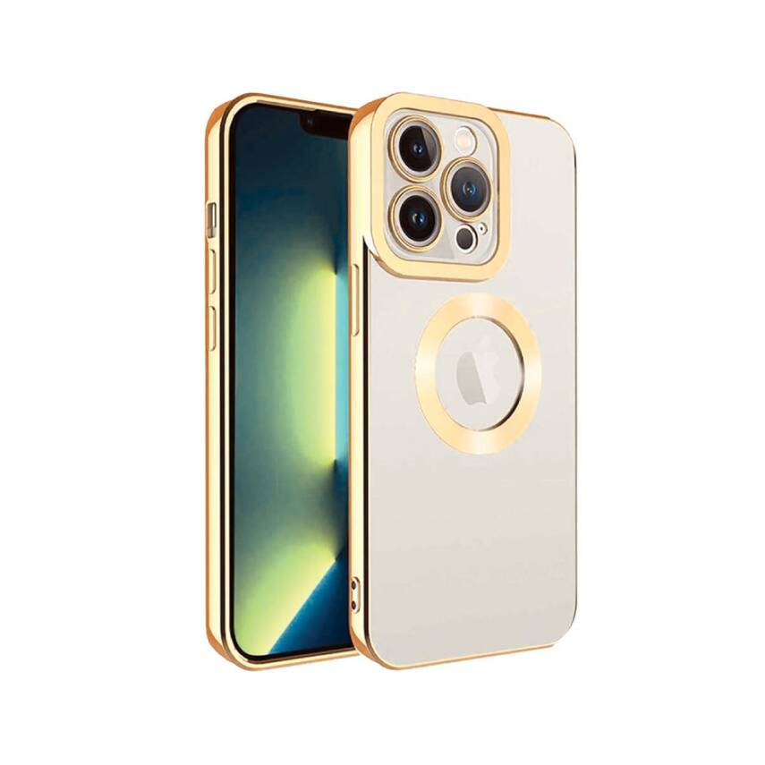 iPhone 16 Pro Max Metal Çerçeveli Şeffaf Mıknatıslı Kılıf Gold - 1