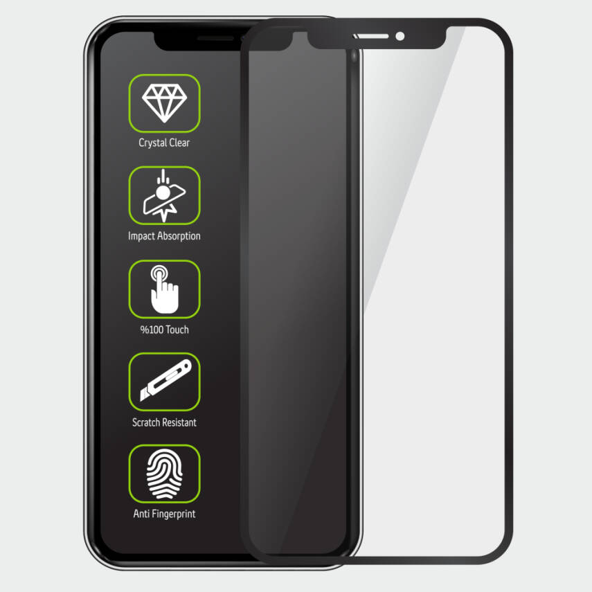 iPhone X / XS / 11 Pro Anti-Statik 5D Temperli Cam Koruyucu - 1