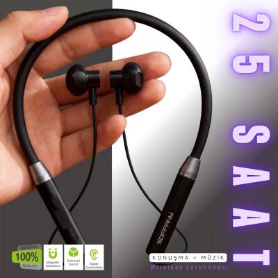 AP-18 Magnet Serisi Boyun Askılı Bluetooth 5.3 Kulaklık Siyah - 4