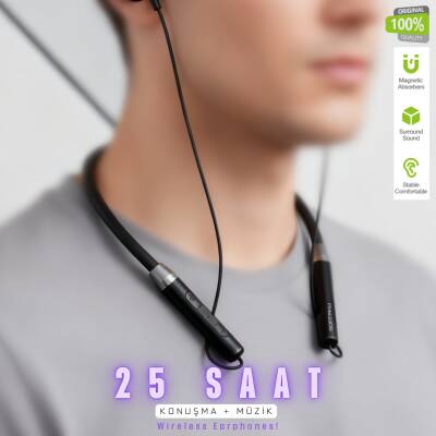 Magnet Serisi Boyun Askılı Bluetooth 5.3 Kulaklık Siyah