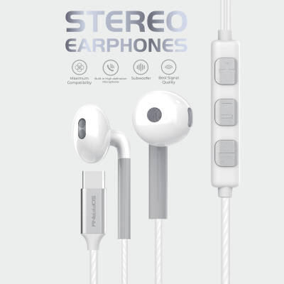 Type-C Girişli / Kablolu Kulaklık / Beyaz