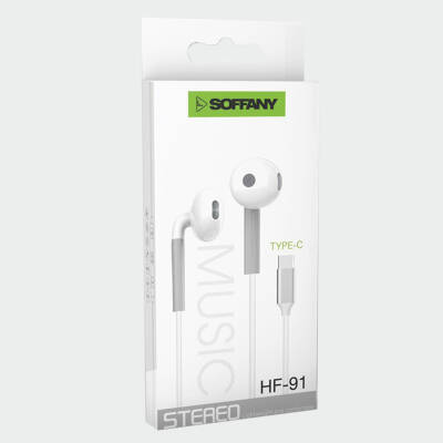 HF91-001 Type-C Girişli / Kablolu Kulaklık / Beyaz - 2
