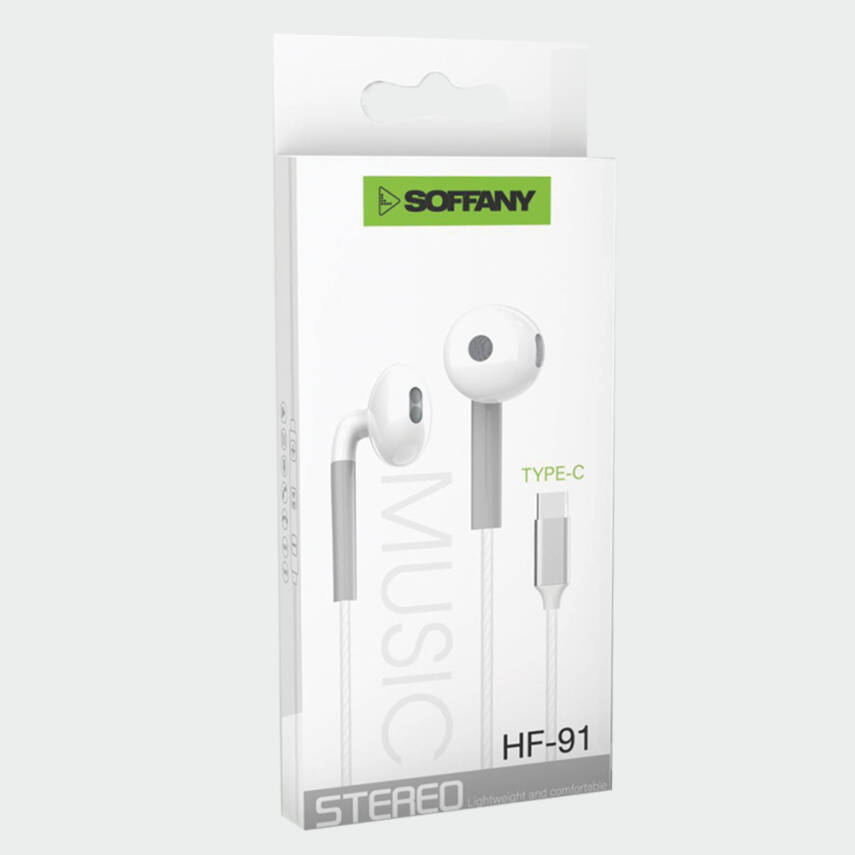 HF91-001 Type-C Girişli / Kablolu Kulaklık / Beyaz - 2