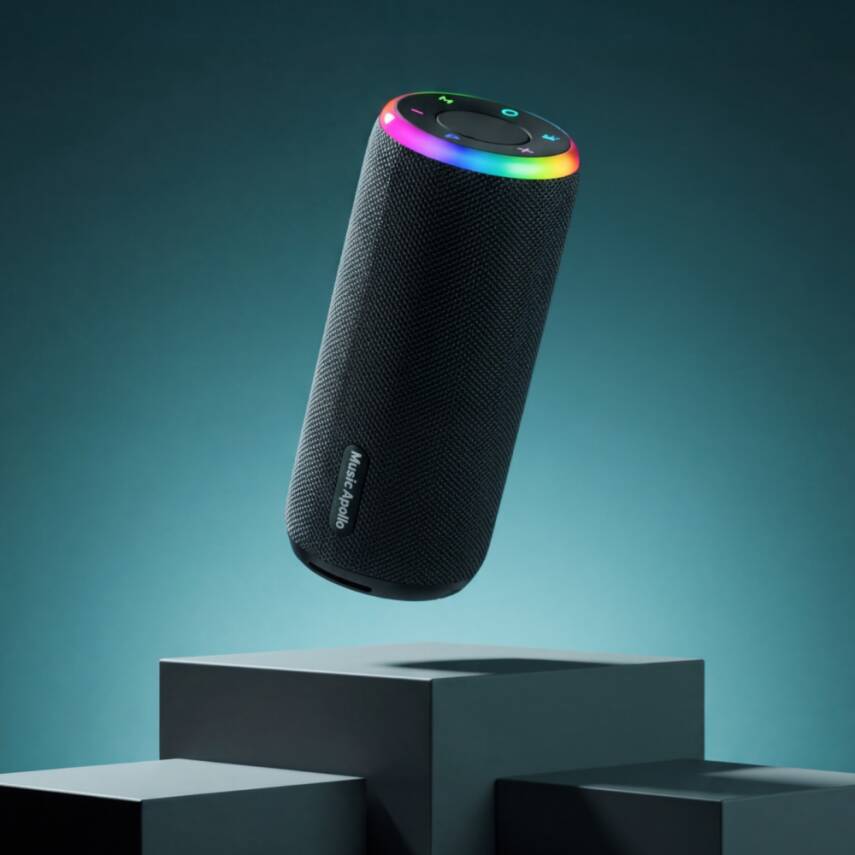 A12 BLUETHOOTH HOPARLÖR RGB IŞIKLI IPX4 TAŞINABİLİR KABLOSUZ SPEAKER / SİYAH - 1