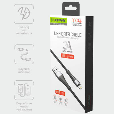 HM-551 USB to Lightning Şarj & Data Kablosu 3.0A - 2