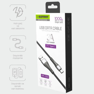 HM-550 USB to Type-C Şarj & Data Kablosu 3.0A - 2