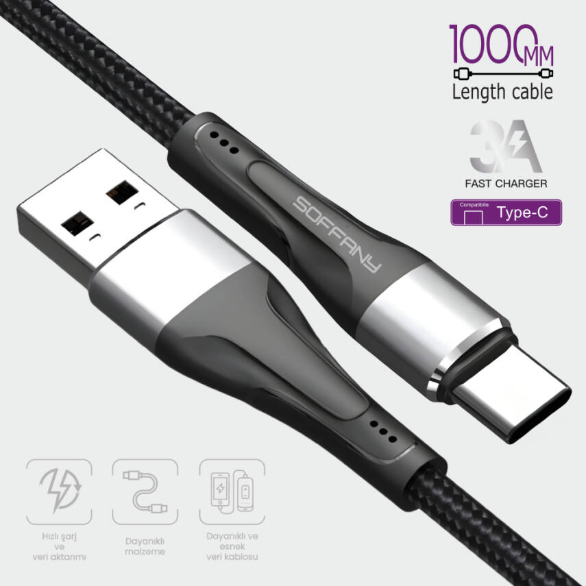 HM-550 USB to Type-C Şarj & Data Kablosu 3.0A - 1