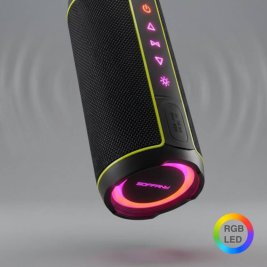 RGB Işıklı Bluetooth Hoparlör - Ses Bombası Su Geçirmez Taşınabilir Kablosuz Speaker - Hi-Res Audıo - 3