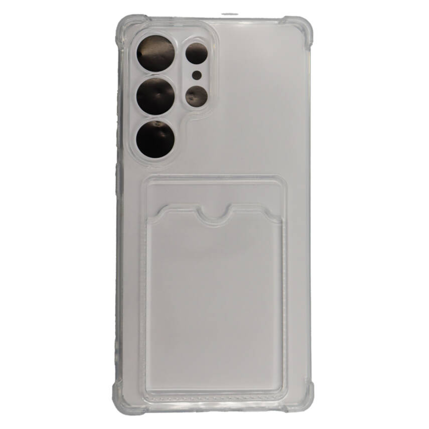 Samsung A34 Silikon Kart Cepli Elmas Desen Koruma Kılıfı Beyaz - 1
