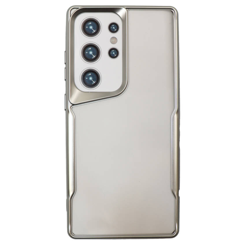 Samsung S24 Fe Metal Kenarlı Şeffaf Telefon Kılıfı Beyaz - 1