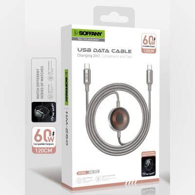  HM-260 60W USB-C hızlı şarj ve Apple Watch Uyumlu Manyetik Şarj Kablosu - 2