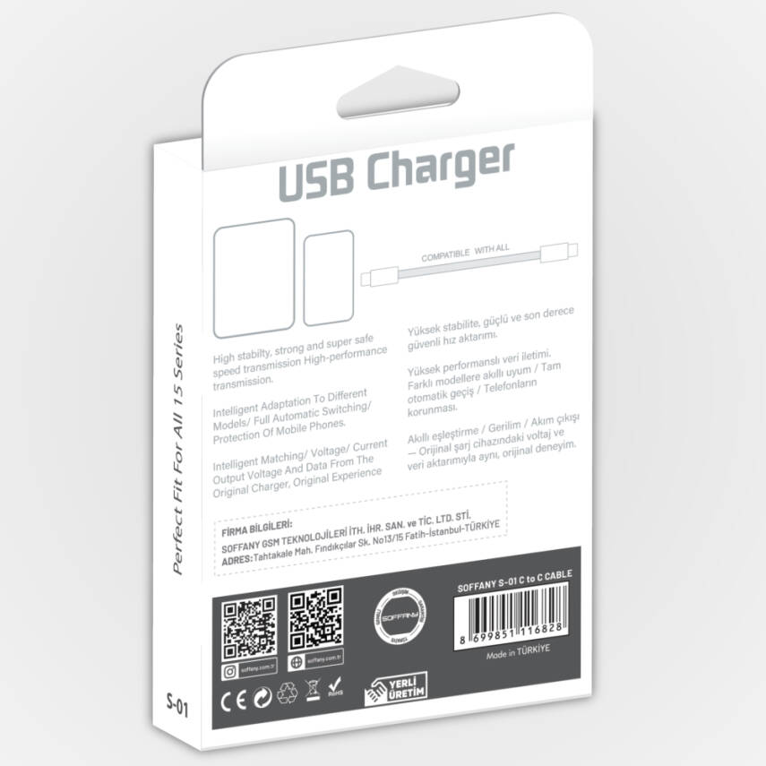 S-001 Type-C – Type-C Hızlı Şarj & Data Kablosu - 3