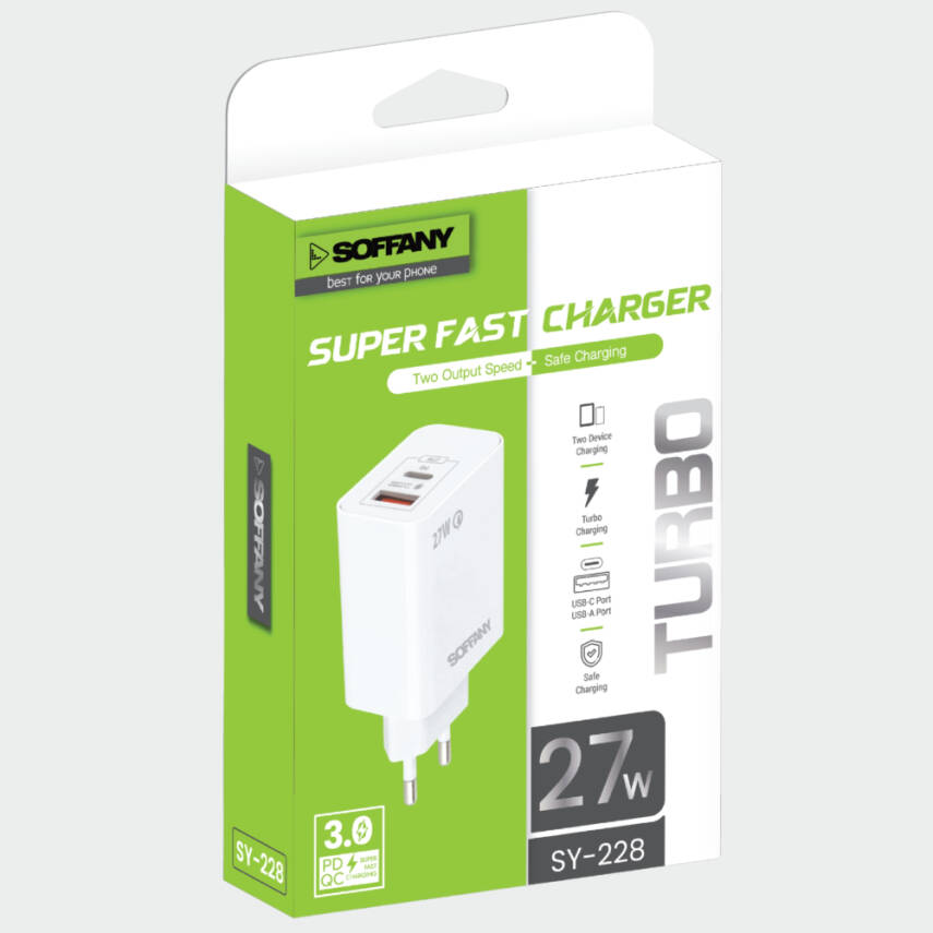 SY-228 USB-A + USB-C Turbo Şarj Başlığı - 2