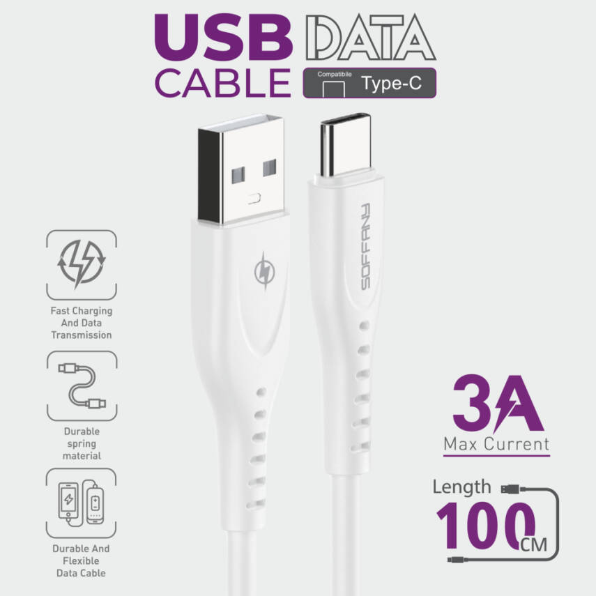 HM-525 USB to Type-C Şarj & Data Kablosu 3.0A - 1