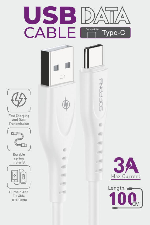 USB to Type-C Şarj & Data Kablosu 3.0A - 1