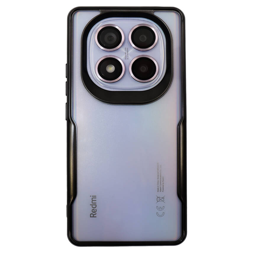 Xiaomi RM Note 14 Pro 5 G Metal Kenarlı Şeffaf Telefon Kılıfı Siyah - 1