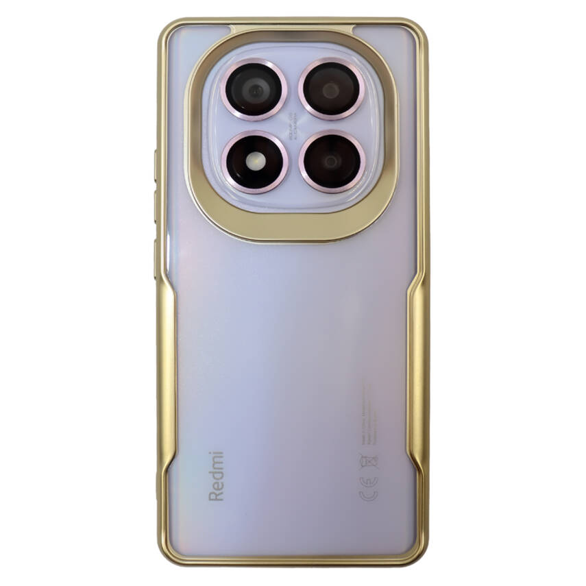 Xiaomi RM Note 14 Pro Plus 5 G Metal Kenarlı Şeffaf Telefon Kılıfı Gold - 1