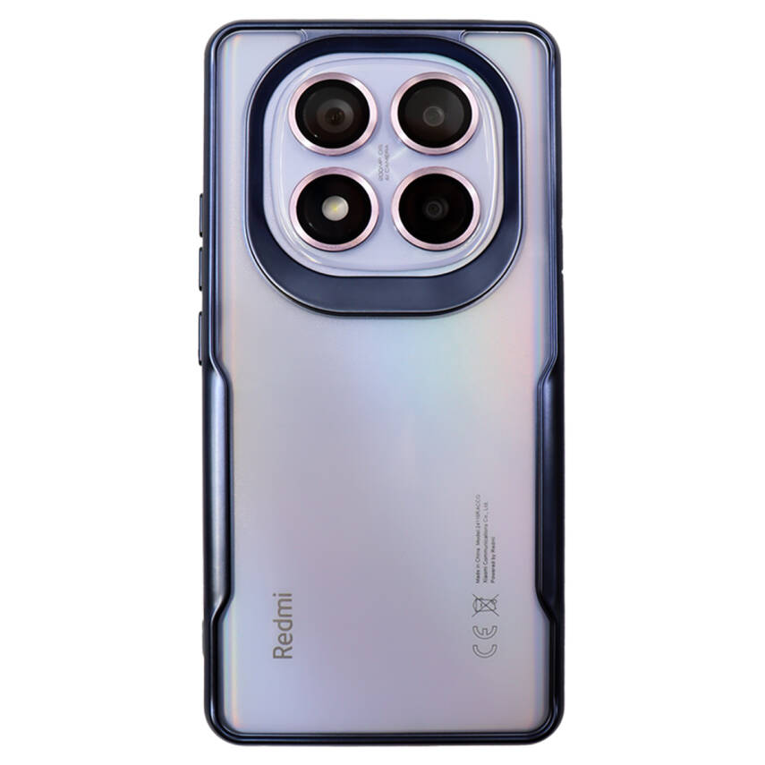 Xiaomi RM Note 14 Pro Plus 5 G Metal Kenarlı Şeffaf Telefon Kılıfı Mavi - 1